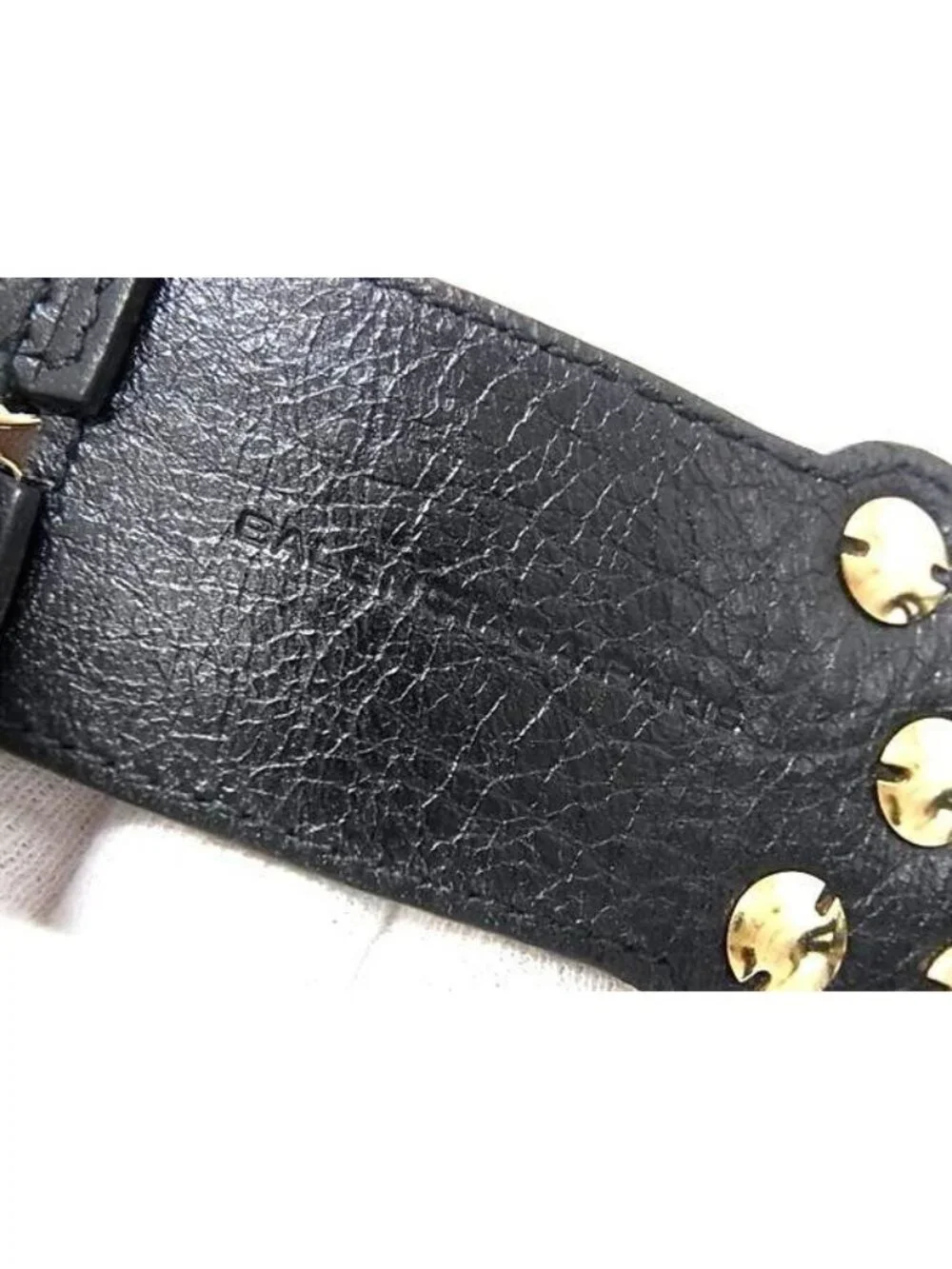 Balenciaga Bracelet Giant Double Strap Black Gold Leather Metal Studs